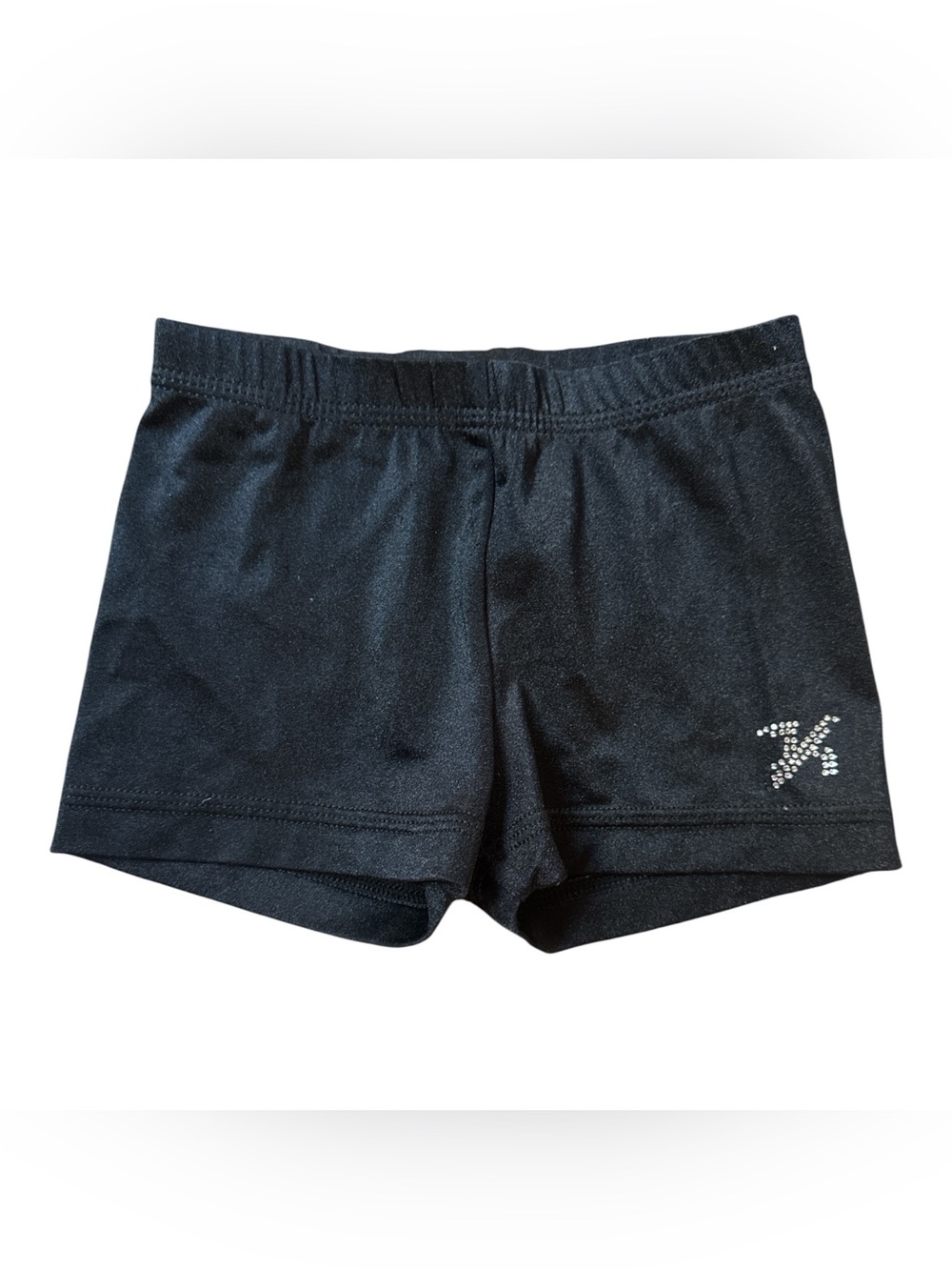 GK Elite Kids Gymnastics Athletic Gym Stretch Shorts with Rhinestone Glam Logo